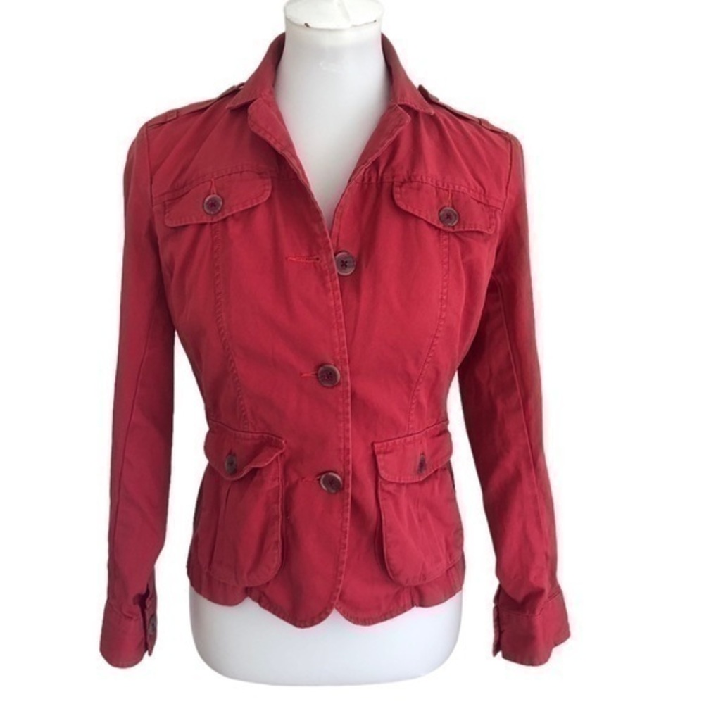 Lands’ End red Jean jacket